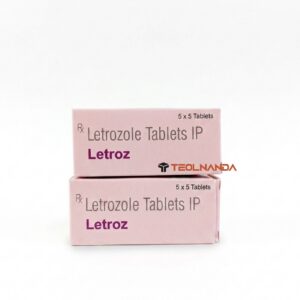 Two pink boxes labeled Letrozole Tablets IP stacked on a white background, brand name Letroz highlighted.